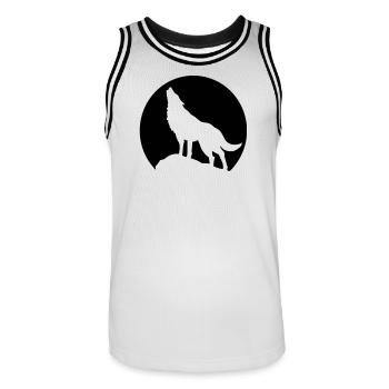 mond wolf - Männer Basketball-Trikot - Weiß/Schwarz - Vorne - AI Model Male 185 dark (185cm)
