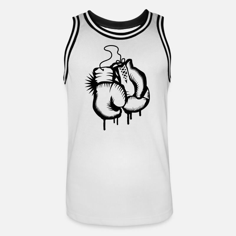Zwei Boxhandschuhe im Graffiti Design - Männer Basketball-Trikot - Weiß/Schwarz