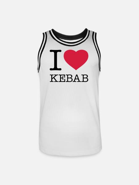I LOVE KEBAB - Men's Basketball Jersey - white/black