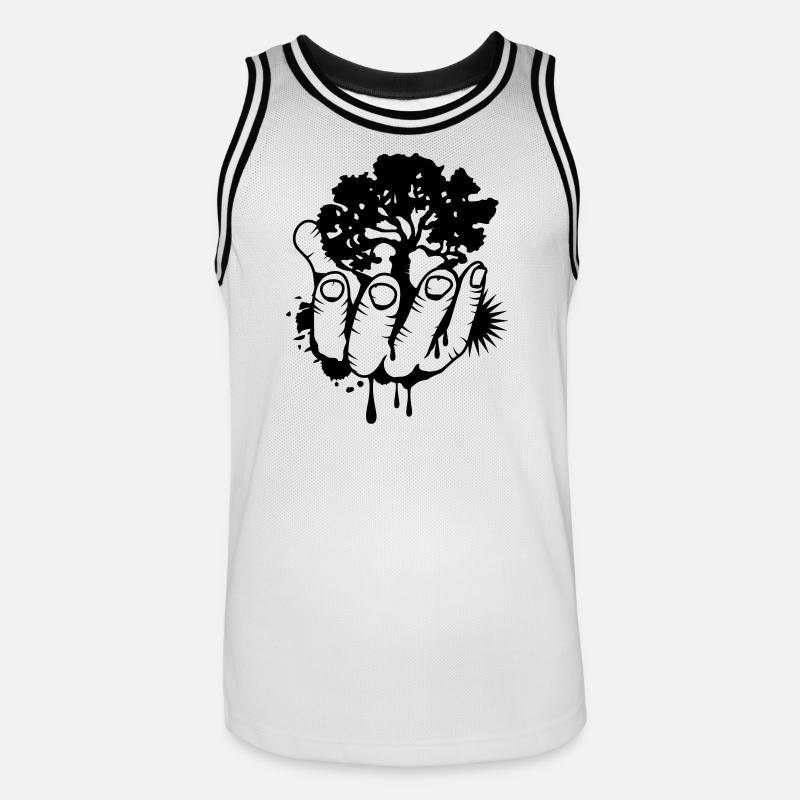 Ein Baum in einer Hand - Männer Basketball-Trikot - Weiß/Schwarz