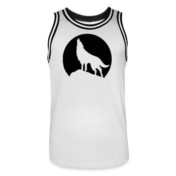 Wolf - Mond - Männer Basketball-Trikot - Weiß/Schwarz - Vorne - AI Model Male 185 dark (185cm)