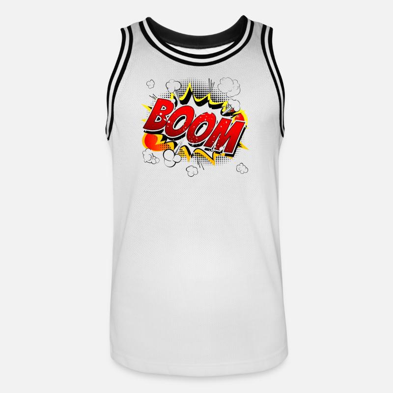 Boom Comic Grafik - Männer Basketball-Trikot - Weiß/Schwarz