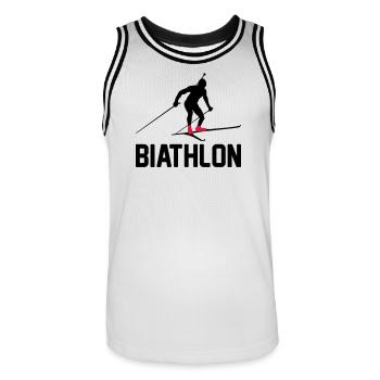 Biathlon - Männer Basketball-Trikot - Weiß/Schwarz - Vorne - AI Model Male 185 dark (185cm)