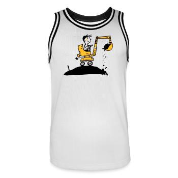 Bagger im Retro Stil - Männer Basketball-Trikot - Weiß/Schwarz - Vorne - AI Model Male 185 dark (185cm)