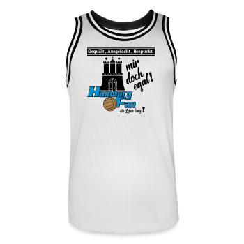 Hamburg , Tradition , Fußball , Fan Leben (25) - Männer Basketball-Trikot - Weiß/Schwarz - Vorne - AI Model Male 185 dark (185cm)