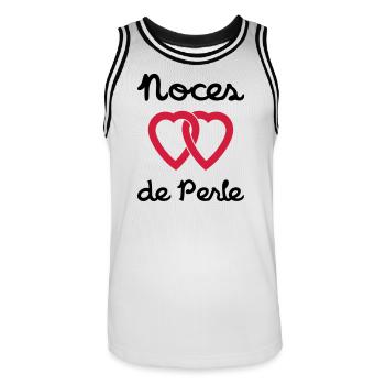 Noces de Perle - Maillot de basket Homme - blanc/noir - Devant - AI Model Male 185 dark (185cm)