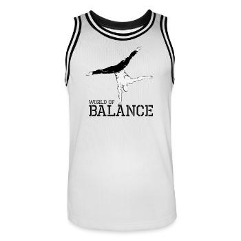 hand balance handstand calisthenics sport athlete - Men's Basketball Jersey - white/black - Front - AI Model Male 185 dark (185cm)