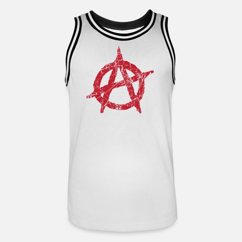 Anarchy symbol Anarchy anarchy anarchy anarchy - Men's Basketball Jersey - white/black