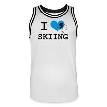 I Love Skiing - Men's Basketball Jersey - white/black - Front - AI Model Male 185 dark (185cm)