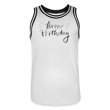 Joyeux anniversaire - Maillot de basket Homme - blanc/noir - Devant - AI Model Male 185 dark (185cm)