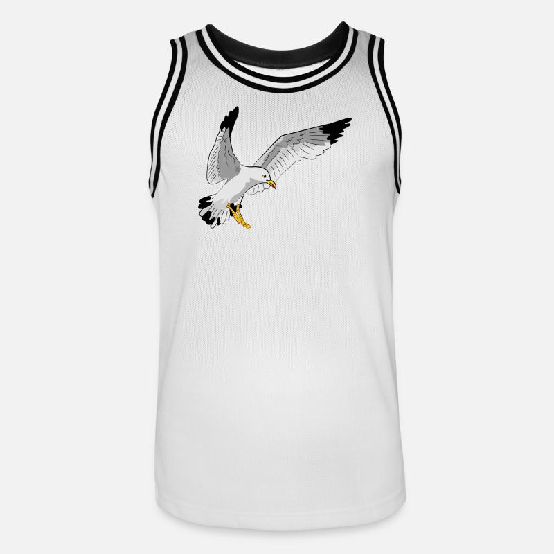 Stilvolle Seevogel Silhouette einer Möwe - Männer Basketball-Trikot - Weiß/Schwarz
