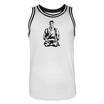 karate - Maillot de basket Homme - blanc/noir - Devant - AI Model Male 185 dark (185cm)