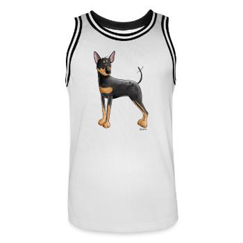 Cadeau de chien Pinscher Miniature allemand I - Maillot de basket Homme - blanc/noir - Devant - AI Model Male 185 dark (185cm)