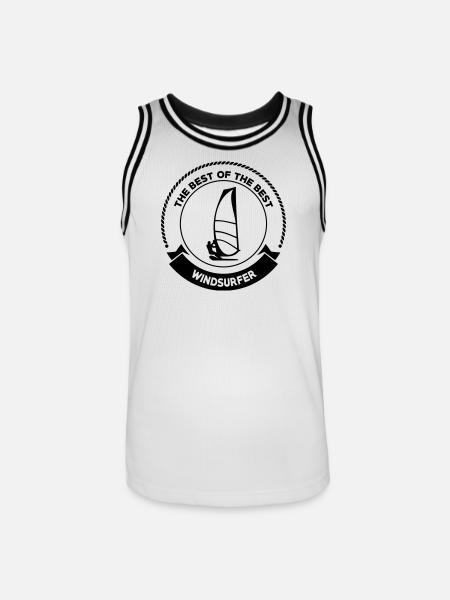 Windsurfen / Windsurfer / Windsurf / Windsurfing - Männer Basketball-Trikot - Weiß/Schwarz