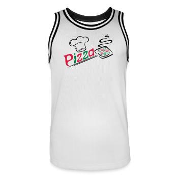 Pizza Bäcker mit Kochmütze, chef hat - Männer Basketball-Trikot - Weiß/Schwarz - Vorne - AI Model Male 185 dark (185cm)