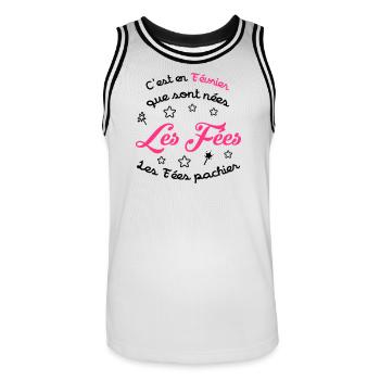Fée / Fille / Reine / Naissance / Bébé / Février - Men's Basketball Jersey - white/black - Front - AI Model Male 185 dark (185cm)