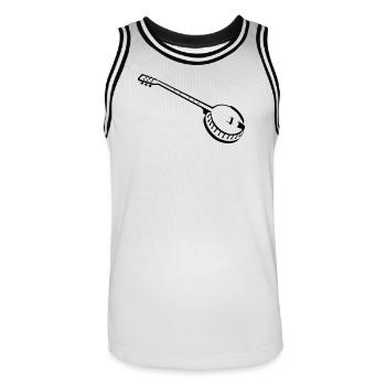 banjo musik musiker - Männer Basketball-Trikot - Weiß/Schwarz - Vorne - AI Model Male 185 dark (185cm)