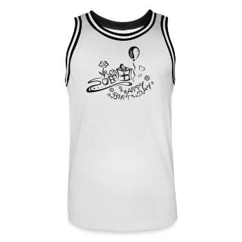 Happy Birthday motif, Congratulations - Men's Basketball Jersey - white/black - Front - AI Model Male 185 dark (185cm)