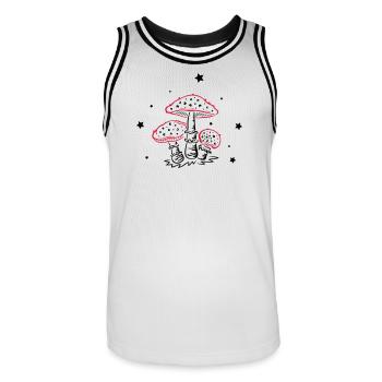 Fly agaric, fungi with stars, mushrooms - Men's Basketball Jersey - white/black - Front - AI Model Male 185 dark (185cm)