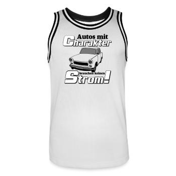  , DDR Kult , Strom und Charakter (25) - Männer Basketball-Trikot - Weiß/Schwarz - Vorne - AI Model Male 185 dark (185cm)