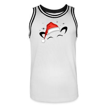 Cat Santa Hat Shining Stars - Men's Basketball Jersey - white/black - Front - AI Model Male 185 dark (185cm)