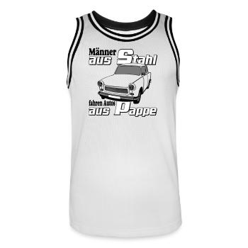 , DDR Kult , Männer aus.... (25) - Männer Basketball-Trikot - Weiß/Schwarz - Vorne - AI Model Male 185 dark (185cm)