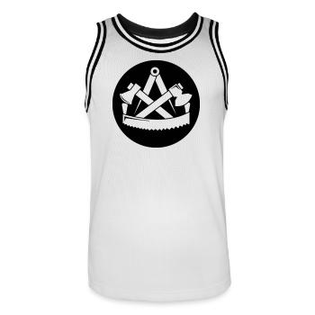 Zunftzeichen Zimmerer - Männer Basketball-Trikot - Weiß/Schwarz - Vorne - AI Model Male 185 dark (185cm)