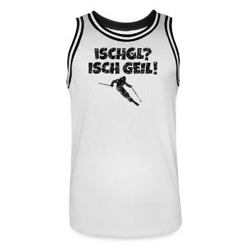 Ischgl Ischgeil (Vintage Schwarz) Ski Skifahrer - Männer Basketball-Trikot - Weiß/Schwarz - Vorne - AI Model Male 185 dark (185cm)