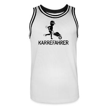 Bauarbeiter mit Schubkarre – KARREFAHRER - Männer Basketball-Trikot - Weiß/Schwarz - Vorne - AI Model Male 185 dark (185cm)