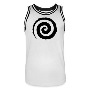 Schwarze Pinselstrich-Spirale - Männer Basketball-Trikot - Weiß/Schwarz - Vorne - AI Model Male 185 dark (185cm)