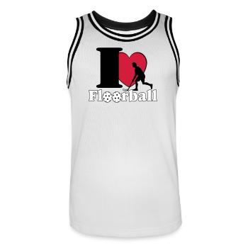 Floorball , Unihockey , Hockey , Fun I love.. - Männer Basketball-Trikot - Weiß/Schwarz - Vorne - AI Model Male 185 dark (185cm)