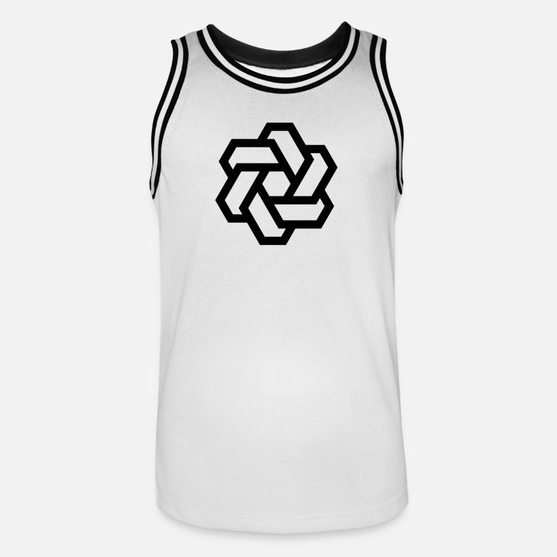Logo cercle hexagonal - Maillot de basket Homme - blanc/noir