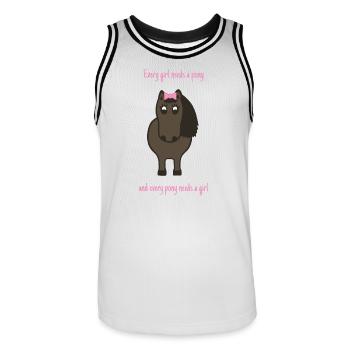 Every girl needs a pony - Männer Basketball-Trikot - Weiß/Schwarz - Vorne - AI Model Male 185 dark (185cm)