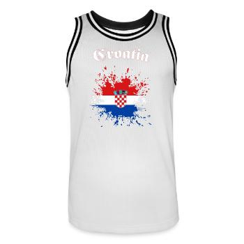 Kroatien Splatter Croatia - Männer Basketball-Trikot - Weiß/Schwarz - Vorne - AI Model Male 185 dark (185cm)