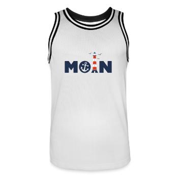 Moin - Männer Basketball-Trikot - Weiß/Schwarz - Vorne - AI Model Male 185 dark (185cm)