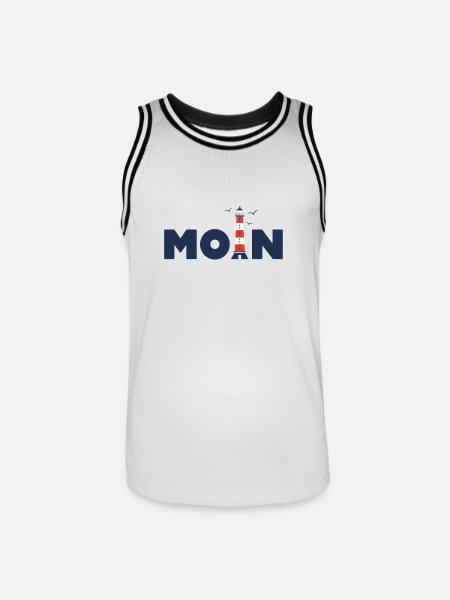 Moin, Leuchtturm, Dialekt, Norden - Männer Basketball-Trikot - Weiß/Schwarz