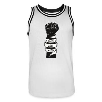 black lives matter - Men's Basketball Jersey - white/black - Front - AI Model Male 185 dark (185cm)