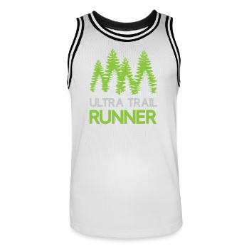 Ultra Trail Runner - Men's Basketball Jersey - white/black - Front - AI Model Male 185 dark (185cm)