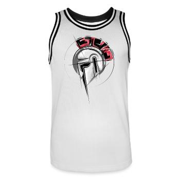 Gladiateur Illustration Combattant Casque Romains icône - Maillot de basket Homme - blanc/noir - Devant - AI Model Male 185 dark (185cm)