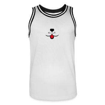 chien visage chiens museau langue coeur nez de chien - Maillot de basket Homme - blanc/noir - Devant - AI Model Male 185 dark (185cm)