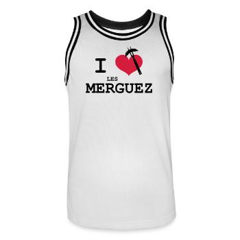 I Love les Merguez - Maillot de basket Homme - blanc/noir - Devant - AI Model Male 185 dark (185cm)