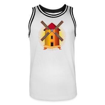 goldene Windmühle mit strahlendem Hintergrund - Männer Basketball-Trikot - Weiß/Schwarz - Vorne - AI Model Male 185 dark (185cm)