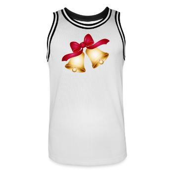 deux cloches en or avec un grand arc rouge - Maillot de basket Homme - blanc/noir - Devant - AI Model Male 185 dark (185cm)