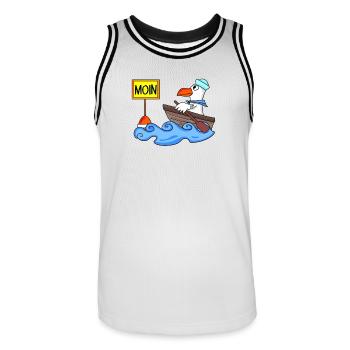 Moin Seemann Möwe Seemöwe Boot - Männer Basketball-Trikot - Weiß/Schwarz - Vorne - AI Model Male 185 dark (185cm)