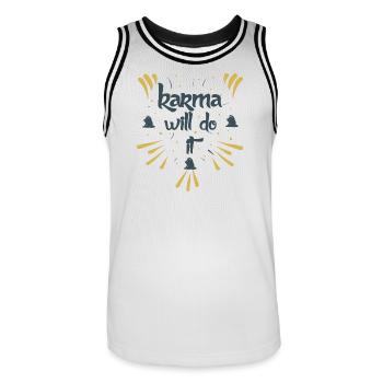 karma will do it kontiki - Männer Basketball-Trikot - Weiß/Schwarz - Vorne - AI Model Male 185 dark (185cm)