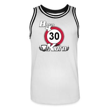 30.Geburtstag , Born for Korn (25) - Männer Basketball-Trikot - Weiß/Schwarz - Vorne - AI Model Male 185 dark (185cm)