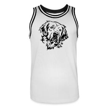 Golden Retriever Head - Men's Basketball Jersey - white/black - Front - AI Model Male 185 dark (185cm)