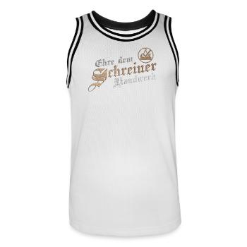 Ehre dem Handwerk Schreiner Zunftzeichen - Männer Basketball-Trikot - Weiß/Schwarz - Vorne - AI Model Male 185 dark (185cm)