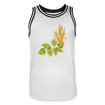Hops and malt base to brew beer - Men's Basketball Jersey - white/black - Front - AI Model Male 185 dark (185cm)