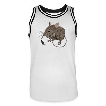 Souris USB - Maillot de basket Homme - blanc/noir - Devant - AI Model Male 185 dark (185cm)